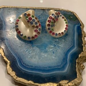 Vintage . Elegant Multicolor Crystal Earrings